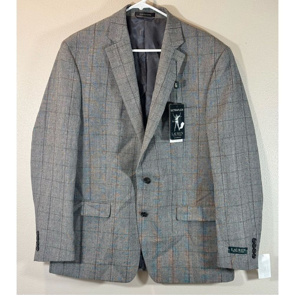 NWT Lauren Ralph Lauren’s 100% Stretch Wool Plaid Sports Coat Blazer Men’s 44R
